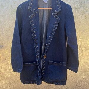 Newport News Navy Jean Jacket with Lace-Up Detail